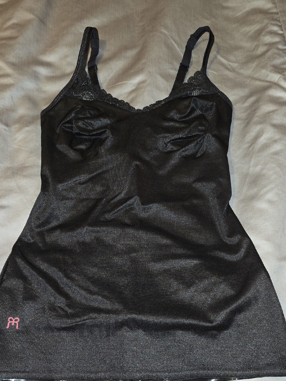 Ruby Ribbon Black Lace-Trim Slip Cami